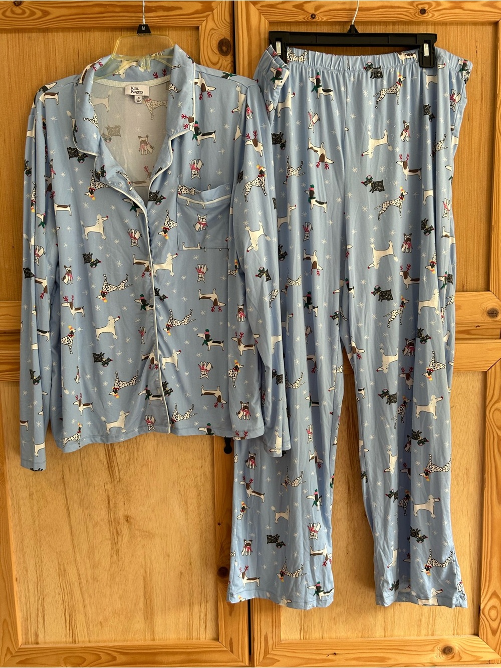 Kim Rogers Blue Dog Print Pajama Set